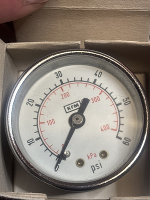 2  Face Pressure Gauge, Back 1/4  Npt, 0-60 PSI, Brass / Steel Body, Glass Face