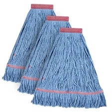 Matthew Cleaning 20oz Heavy Duty Mop Head Commercial 20 Ounce 3Pack Blue
