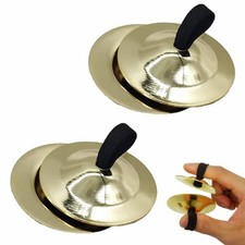 2 Paar Finger Becken Messing, Fingerzimbeln Mini Brass mit elastischen Band, ...