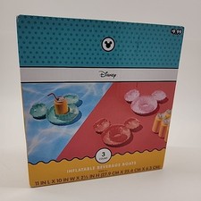 DISNEY Target Mickey Mouse 3 piece Inflatable Drink Holders Pool Float Vacation