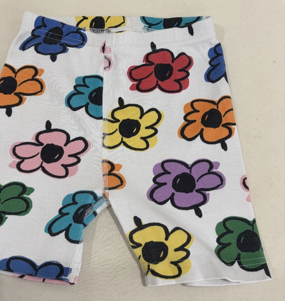 Hanna Andersson US 8 130cm 2 Piece Pajamas 100% Cotton Flowers SS Tee & Shorts - Image 3 of 4