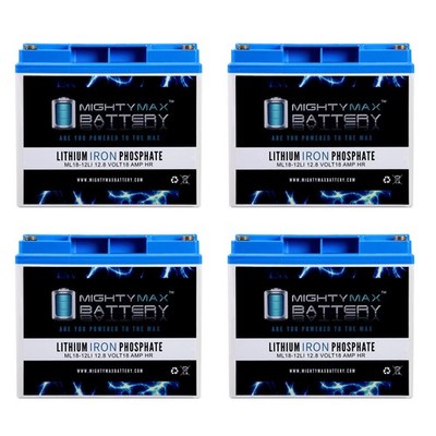 Mighty Max 12V 18AH Lithium Replaces Troy-Bilt 8000 Watt Generator - 4 Pack