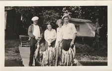 Found Vintage Photo Stringer Northern Men Women Fishing Dock Lake midCentury 749