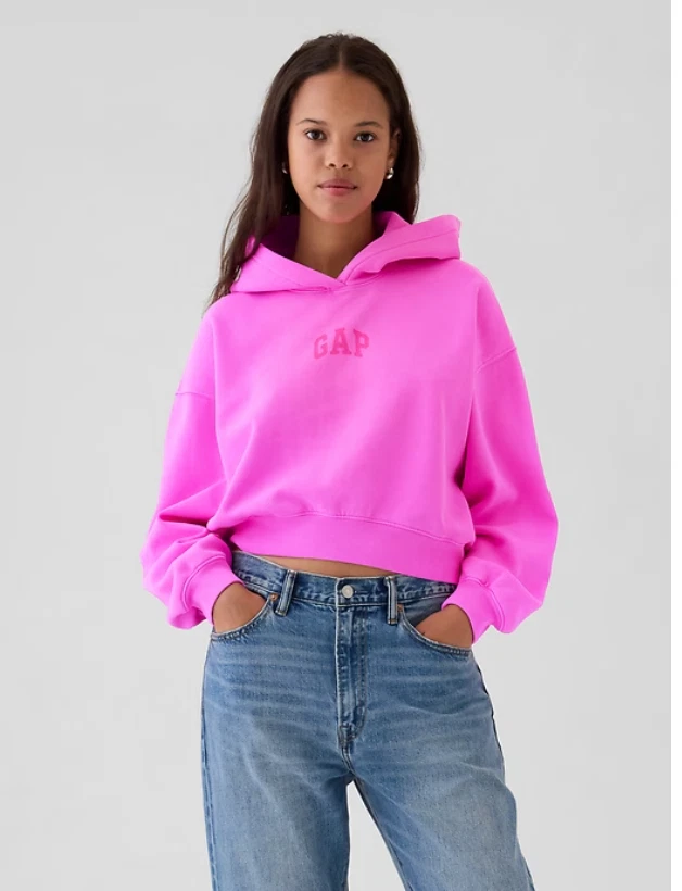 60% de descuento - Sudadera con capucha vintage con logotipo recortado suave Foto 2 de 3