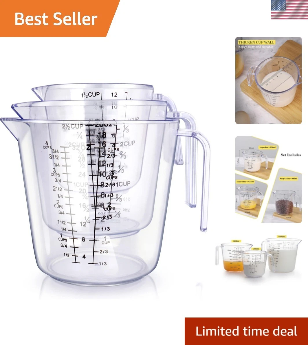 Measuring Cups Set, Liquid Measuring Cups For 3 For Kitchen - BPA Free Plasti...