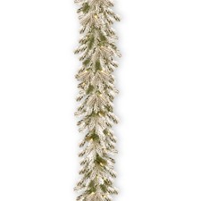 9 ft. Pre-Lit Snowy Sheffield Spruce Garland with Twinkly LED Lights, Plug-In