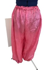 VTG 1955 NOS Wm Lg Pink Satin Turkish Harem Pants, Veil, 2 Prs Turkish Slippers