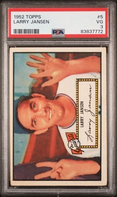 1952 TOPPS LARRY JANSEN (RED BACK)  #5  PSA 3  (NEW LABEL)