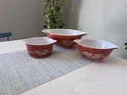 VTG Pyrex Autumn Harvest Wheat Cinderella Mixing Bowl Set of 3 #444 #443 #441