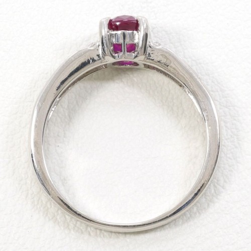 Platinum 900 ring 10.5 size Ruby 0.98 Diamond About4.4g Free shipping Used - Picture 3 of 9