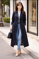 Burberrys 6PETITE Trench Coat Nova Check Long Navy Vintage Rare Classic