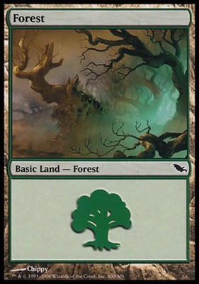 1x Forest (300) - Foil Moderate Play, English Shadowmoor MTG Magic