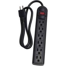 Milspec 6 Outlet Power Strip with 3' Cord, Black