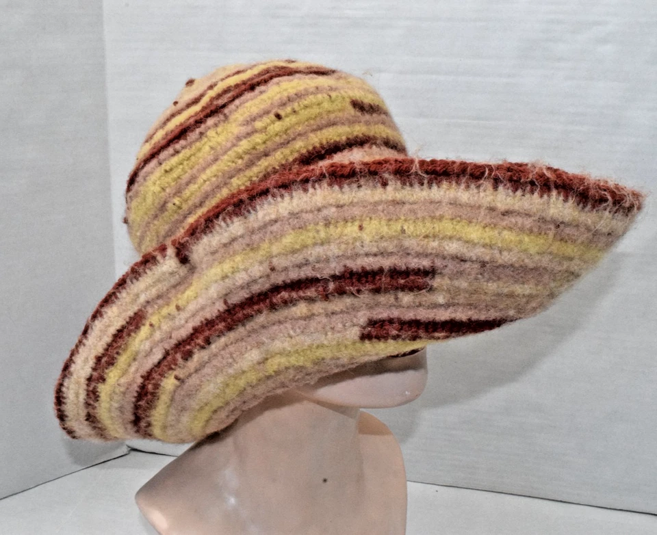 Sombrero de lana tejido vintage talla única años 70 trigo dorado estilo vaquero tejido pesado cálido Foto 3 de 3