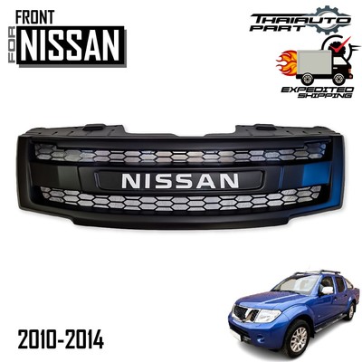 Front Grille Matte Black Logo White W/O LED For Nissan Navara Facelift 2010-2014