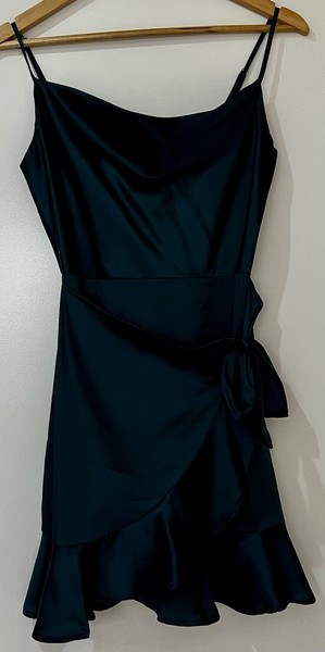 Ally Emerald AU8/US4/EU36 Satin Wrap Dress