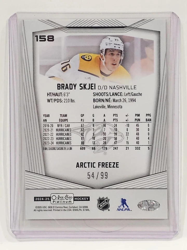 Brady Skjei O-Pee-Chee Platinum Hockey Card - Arctic Freeze 54/99 - Image 2 of 2