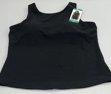 32 Degrees Cool Women's Soft Ribbed Fabric with Built-In-Bra Top, Black, Size XL