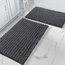 Bathroom Rug Sets 2 Piece Luxury Chenille Shaggy Bath Carpet Soft Thick Absor...