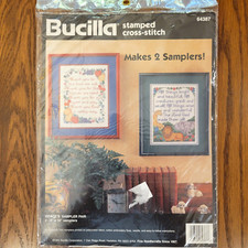 BUCILLA Grace's Sampler Pair 1995 Stamped Cross-Stitch Kit NEW Sealed 64387