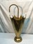 vintage brass umbrella shaped umbrella stand / round base 26in tall