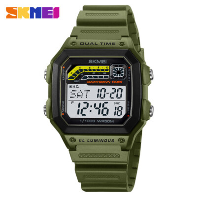 SKMEI Men Digital Watch Weekdate LED Wristwatch Male Steel Countdown Boy Watches