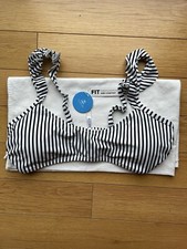 New with Tags Cupshe Black  White Stripe Ruffle Bikini Top