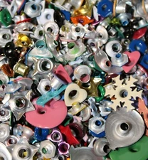 Assorted Colorful Mega Mix of 1/8" & 3/16" Shaped Eyelets Bulk - for tags crafts