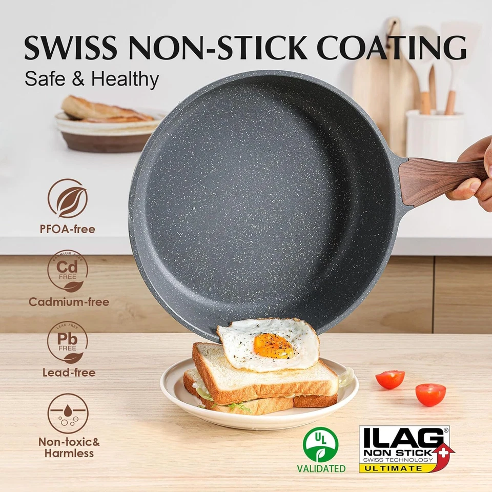 SENSARTE Nonstick Cookware Set 13-Piece, Non Stick Pots and Gray - Image 3 of 4