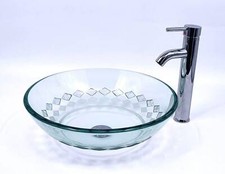 Bathroom Tempered Glass Bowl Vessel Sink Hand made