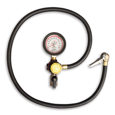 TIRE GAUGE LONGACRE AUTO FILL TIRE INFLATOR DEFLATOR BUILT IN REGULATOR HOSE NEW
