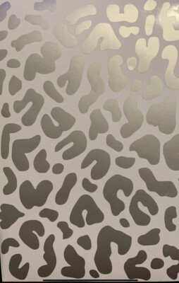 200 Leopardenmuster SILBER Premium Matt Vinyl Aufkleber Sticker Tier Gepard Druck