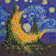 Bead Embroidery Kit Cypress moon Beaded stitching Beadwork DIY Abris Art