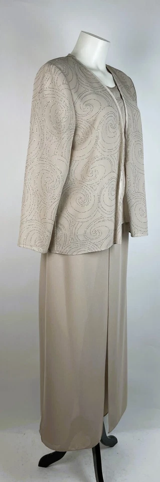 R & M Richard's брюки костюм бежевый блестящий золотой вечер 3 изделия брюки костюм 12 миниатюрный - Изображение 4 из 4