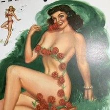 1956 Calendar Sign Thompson Pin Up Flower Girl One Month