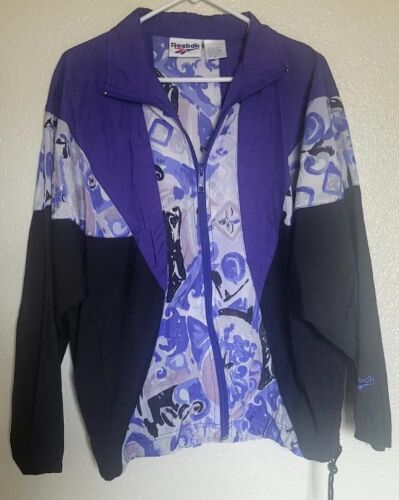 Reebok Women's Track Suit Vintage Small Black/Purple Nylon - Picture 1 of 8