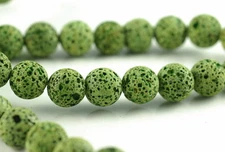 10MM LIGHT GREEN VOLCANIC BASALTIC LAVA GEMSTONE ROUND 10MM LOOSE BEADS 16inch