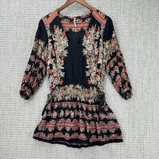 Free People Mini Dress Womens XS Multicolor Moonlight Drive Pullover ¾ Sleeve