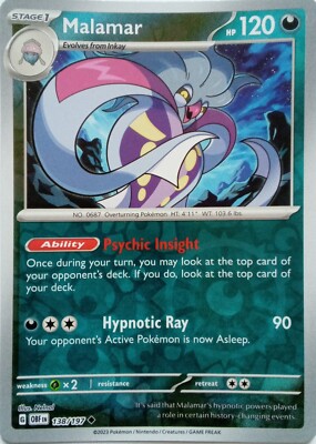138/197 MALAMAR REVERSE HOLO OBSIDIAN FLAMMEN POKEMON KARTE