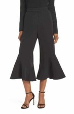 Eliza J Black Flutter Ruffle Wide Crop Pants 12