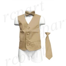 New Kids boys formal tuxedo vest necktie  bowtie Beige US size wedding party