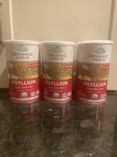 3x ORGANIC INDIA PSYLLIUM WHOLE HUSK FIBER ORGANIC 12 oz EACH BOTTLE BB 6/26 NEW