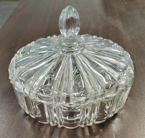 Vintage Anchor Hocking Old Cafe Candy Dish With Lid / 7" Diameter
