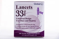 33 gauge Pull Top lancets, Global Medical, Easy Glide- Box-of-100  