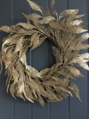 Gisela Graham Gold and Sparkle Christmas Blattgoldkranz, 45 cm