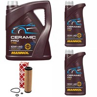 MotoröL Set Mannol 10W-40 Ceramic Pro 7 Liter + ÖLfilter FüR Mercedes C-Klasse