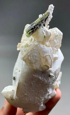 1204 Ct Green Cap Tourmaline Crystal With Calcit & Muscovite Combine From Astak