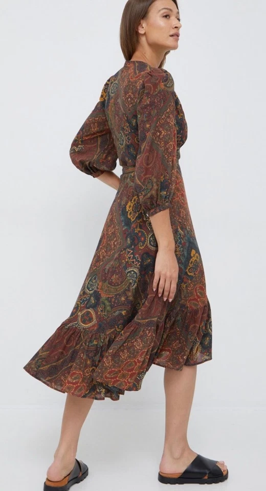 POLO RALPH LAUREN Printed cotton wrap-dress Midi Flared Size 2 - Image 2 of 4