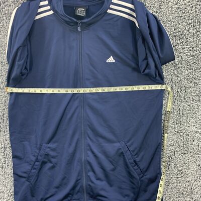 Vtg Y2K Adidas Mens Jacket 3 Stripes Full Zip Track Up Blue Sz XL