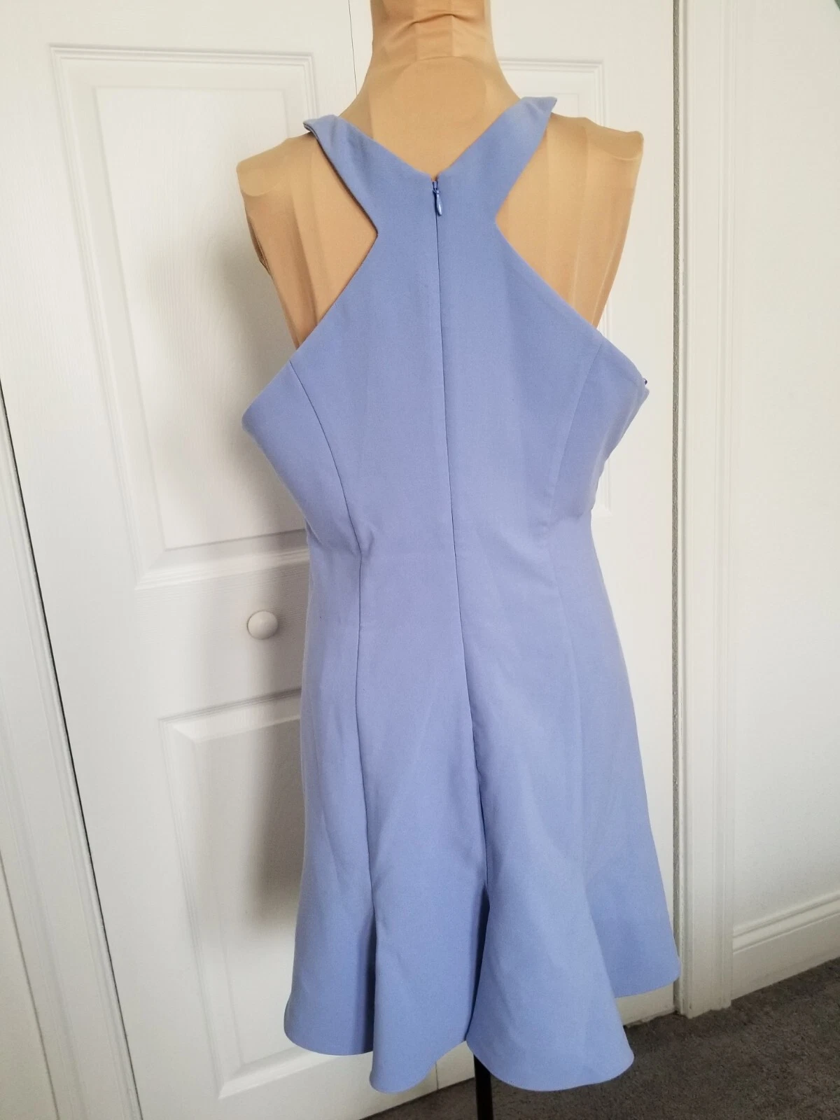 VETEMENTS PROBABILE abito donna stile Halter svasato Carolyn mini crepe pervinca taglia 12